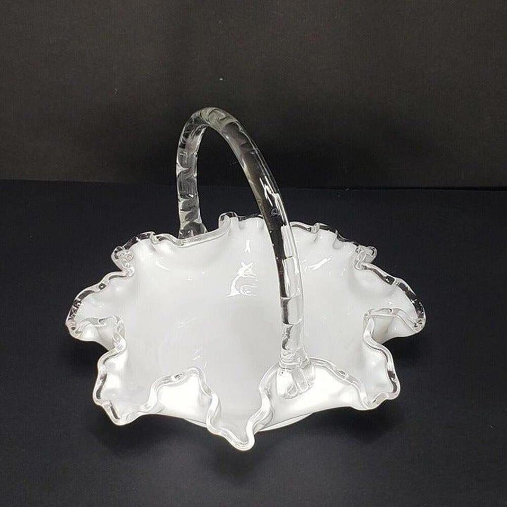 Fenton Silver Crest Glass Basket Vintage - Picture 2 of 9